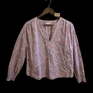 a n a Women's Blose SZ M Longsleeve Pink Button-Down Bohemian Peasant